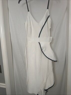 EGO White Midi Dress with Black Piping